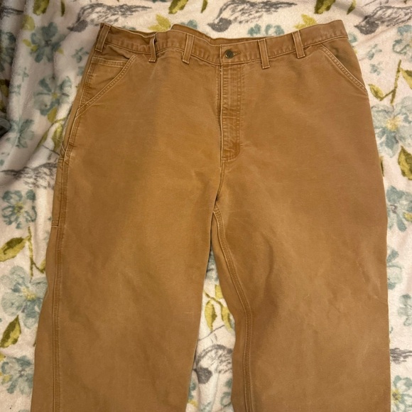 Carhartt original dungarees tan canvas utility pants 44 X 32 big & tall - Picture 8 of 8